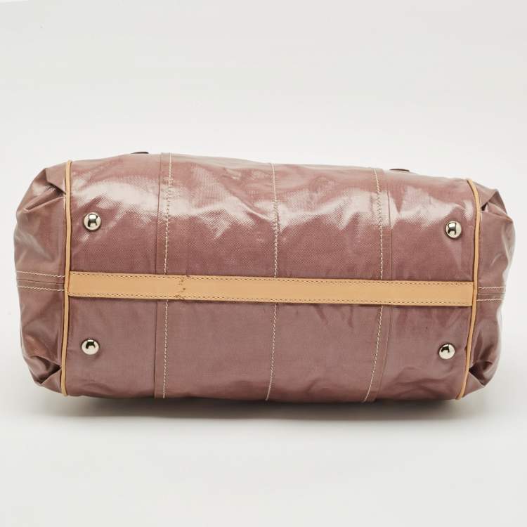 Pre Owned Tod's Mauve/Tan Patent Fabric G-Line Easy Duffel Bag