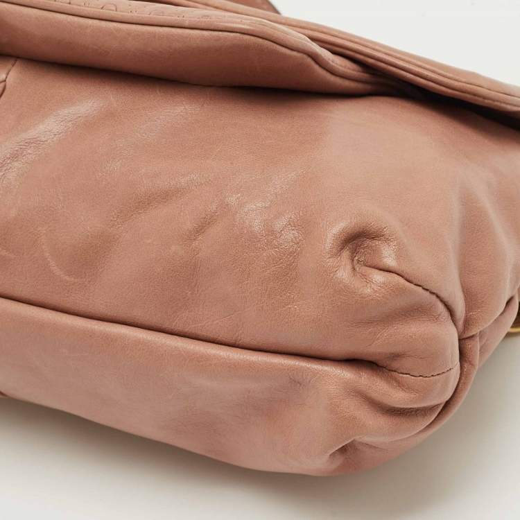 Pre Owned Tod's Old Rose Leather Turnlock Flap Shoulder Bag