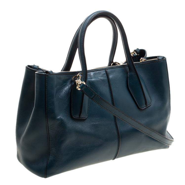 Pre Owned Tod's Blue Green Leather D-Styling Shopper Tote
