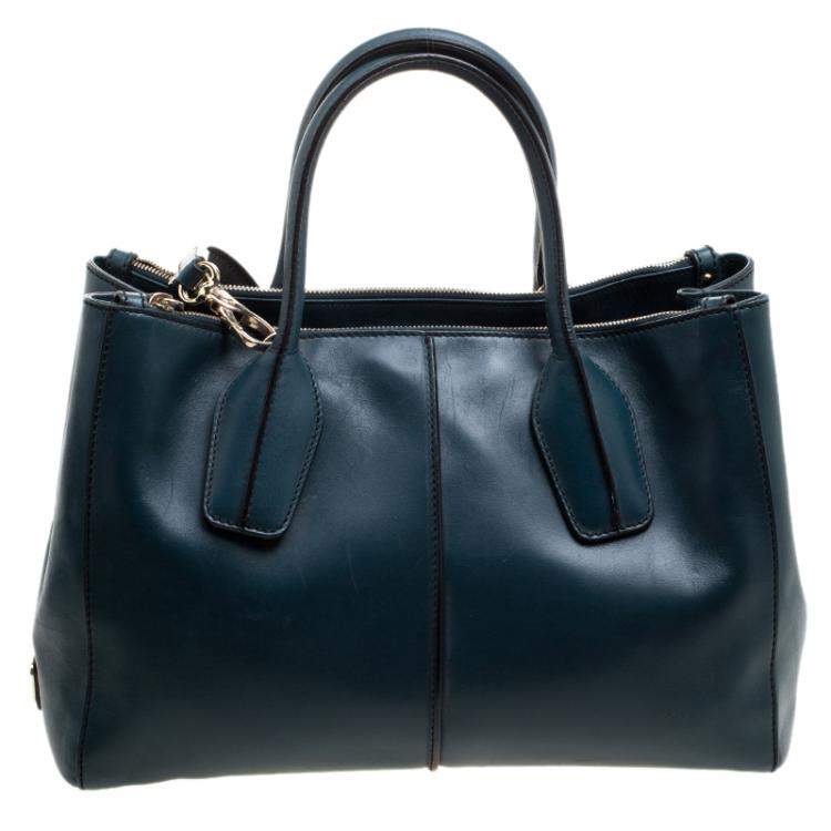 Pre Owned Tod's Blue Green Leather D-Styling Shopper Tote