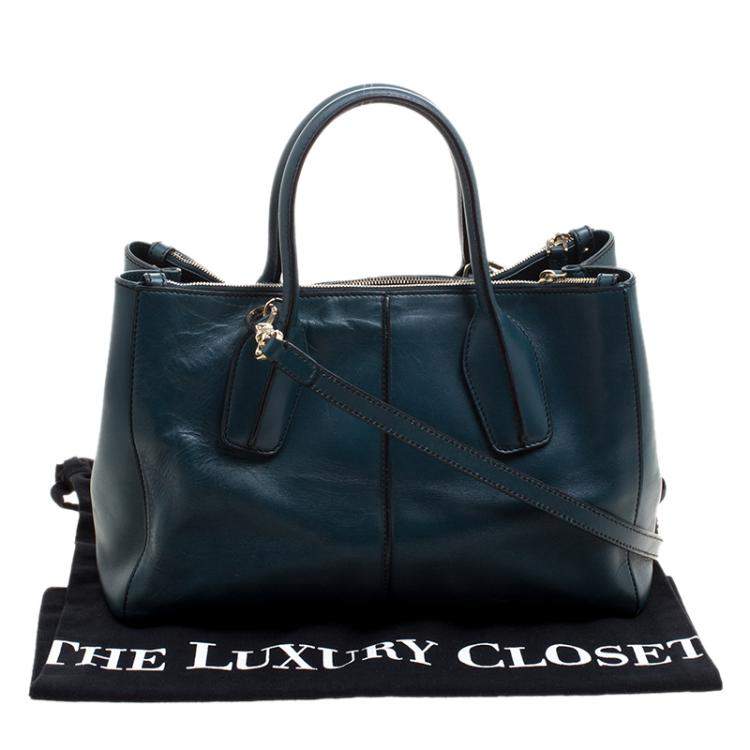 Pre Owned Tod's Blue Green Leather D-Styling Shopper Tote