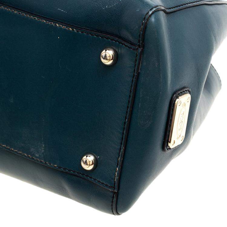 Pre Owned Tod's Blue Green Leather D-Styling Shopper Tote