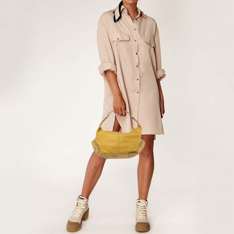 Pre Owned Tod's Yellow Leather Charlotte Hobo