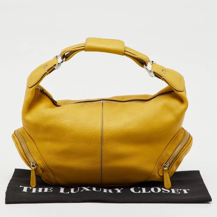 Pre Owned Tod's Yellow Leather Charlotte Hobo