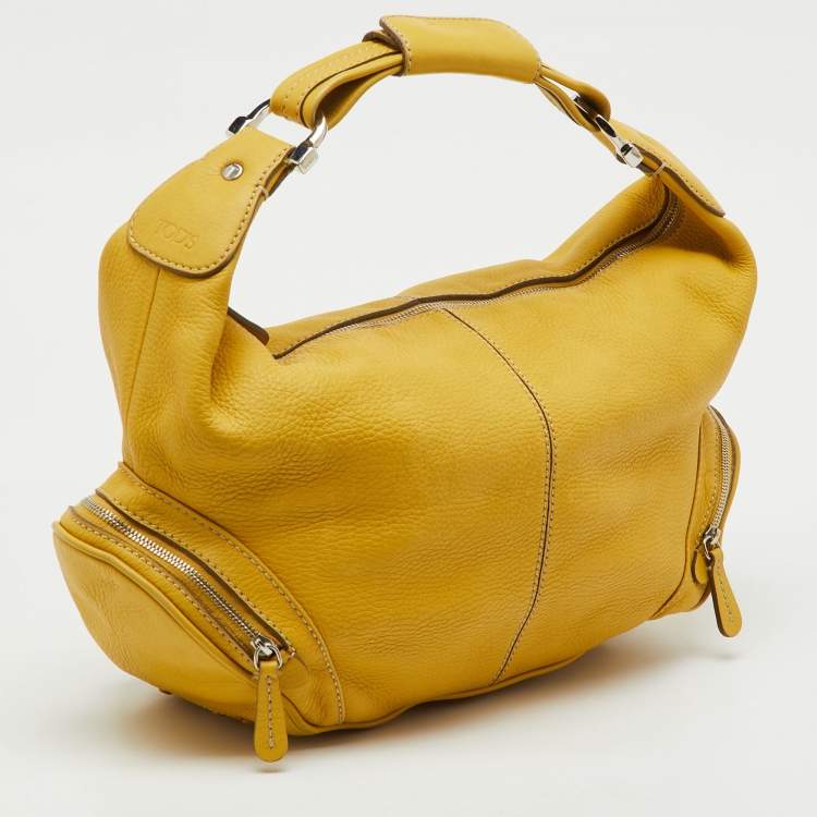 Pre Owned Tod's Yellow Leather Charlotte Hobo