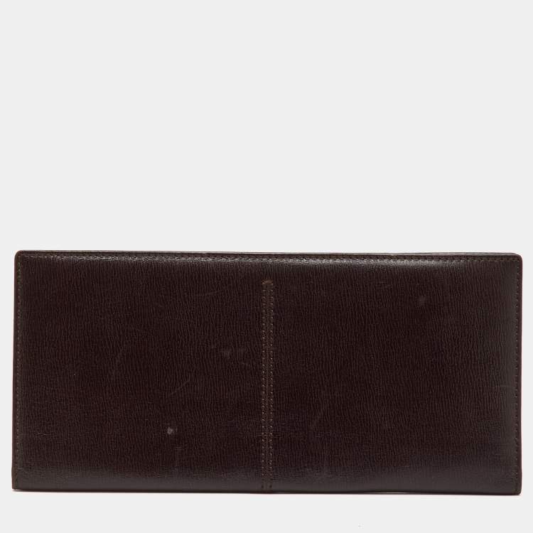Pre Owned Tod's Dark Brown Leather Long Wallet