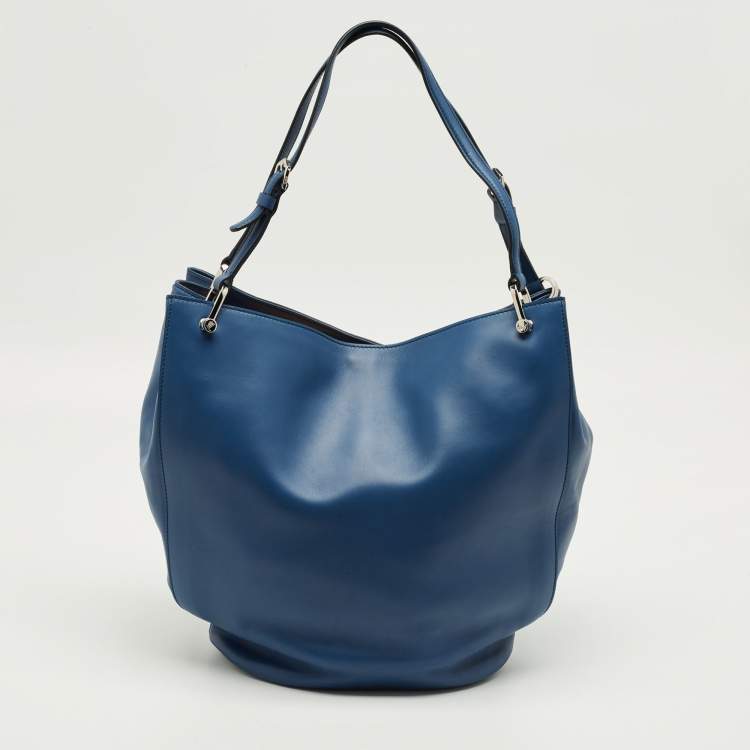 Pre Owned Tod's Blue Leather Horse Secchiello Tote