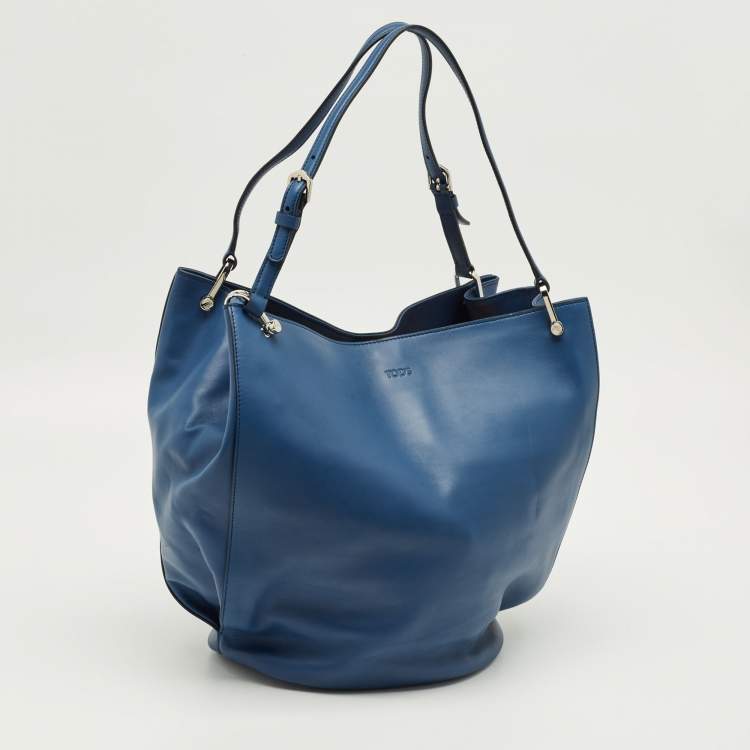 Pre Owned Tod's Blue Leather Horse Secchiello Tote