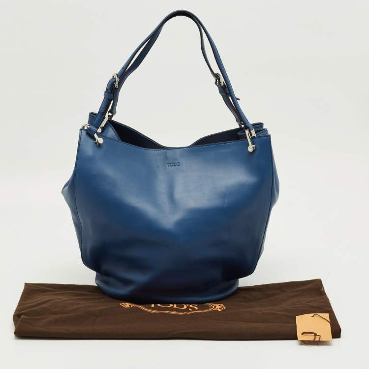Pre Owned Tod's Blue Leather Horse Secchiello Tote