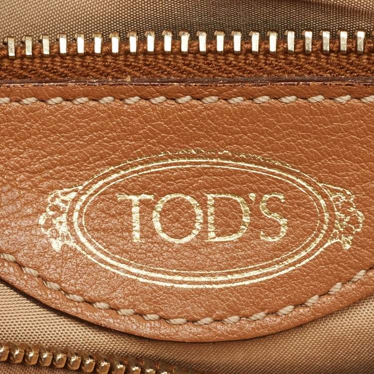 Pre Owned Tod's Brown/Multicolor Leather and Python Mini Double T Shoulder Bag
