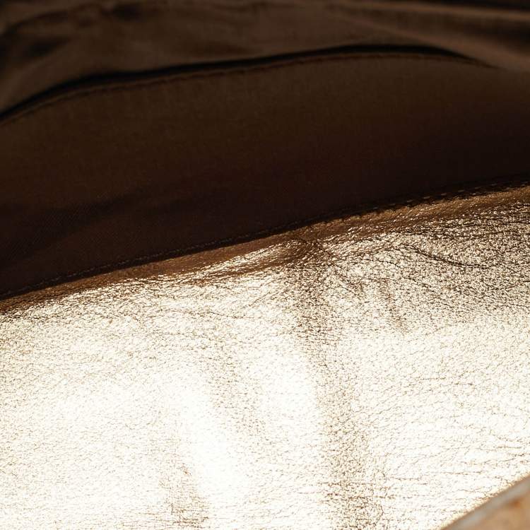 Pre Owned Tod's Gold Snakeskin Mini Crystal Embellished Drawstring Tote