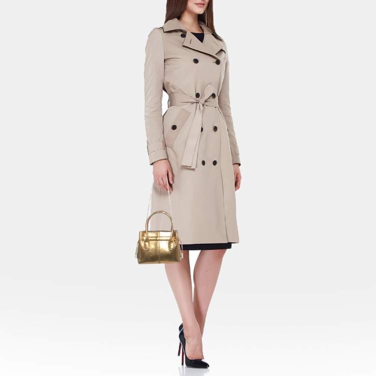 Pre Owned Tod's Gold Snakeskin Mini Crystal Embellished Drawstring Tote