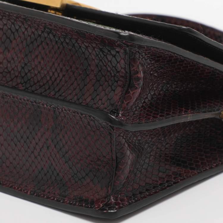 Pre Owned Tod's T Timeless Multicolor Fabric, Python Embossed Leather and Sequins Shoulder Bag