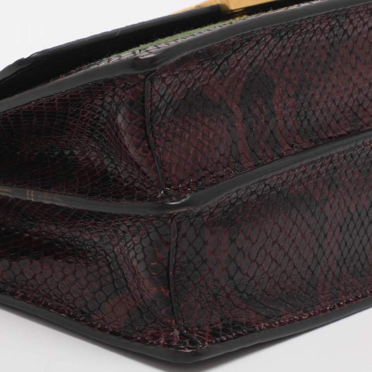 Pre Owned Tod's T Timeless Multicolor Fabric, Python Embossed Leather and Sequins Shoulder Bag