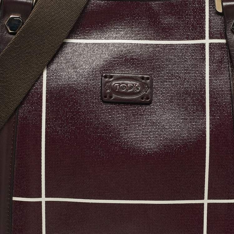 Pre Owned Tod's G-Line Burgundy/White Coated Canvas and Leather Tote
