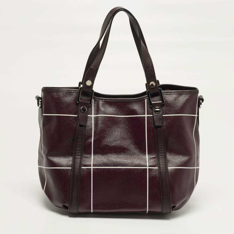 Pre Owned Tod's G-Line Burgundy/White Coated Canvas and Leather Tote