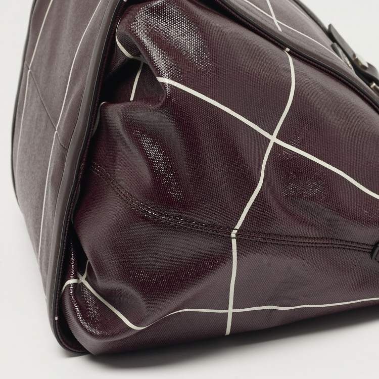 Pre Owned Tod's G-Line Burgundy/White Coated Canvas and Leather Tote