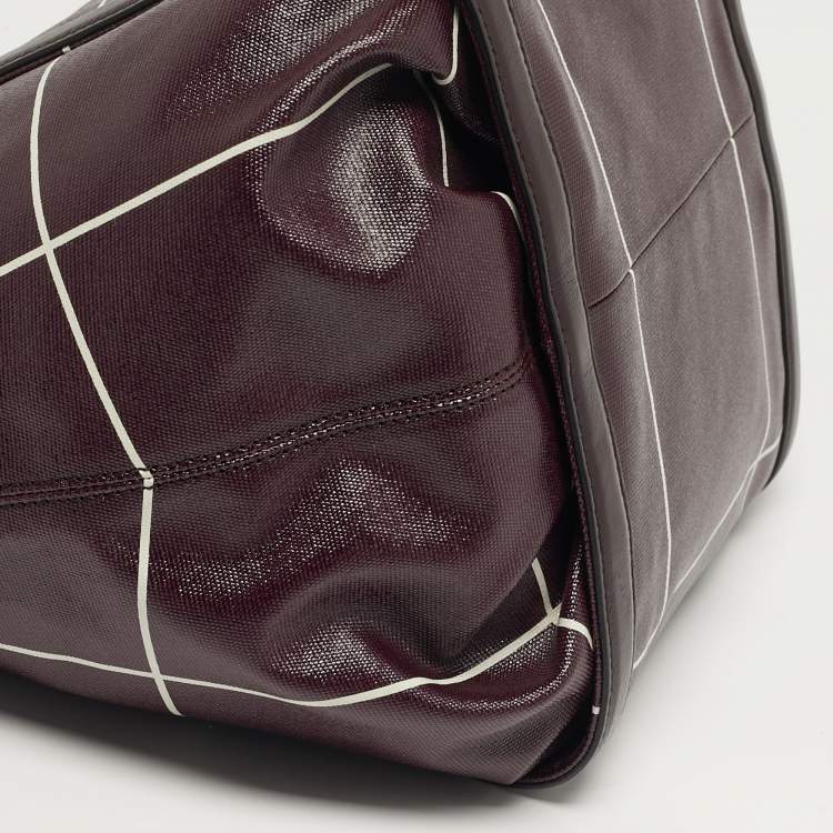 Pre Owned Tod's G-Line Burgundy/White Coated Canvas and Leather Tote