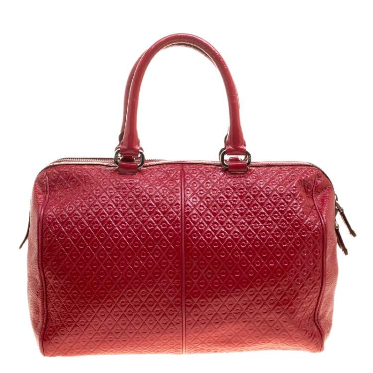 Pre Owned Tod's Red Signature Patent Leather Bauletto Satchel 