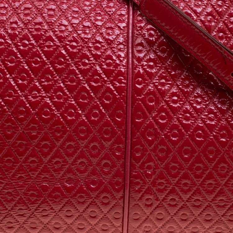 Pre Owned Tod's Red Signature Patent Leather Bauletto Satchel 