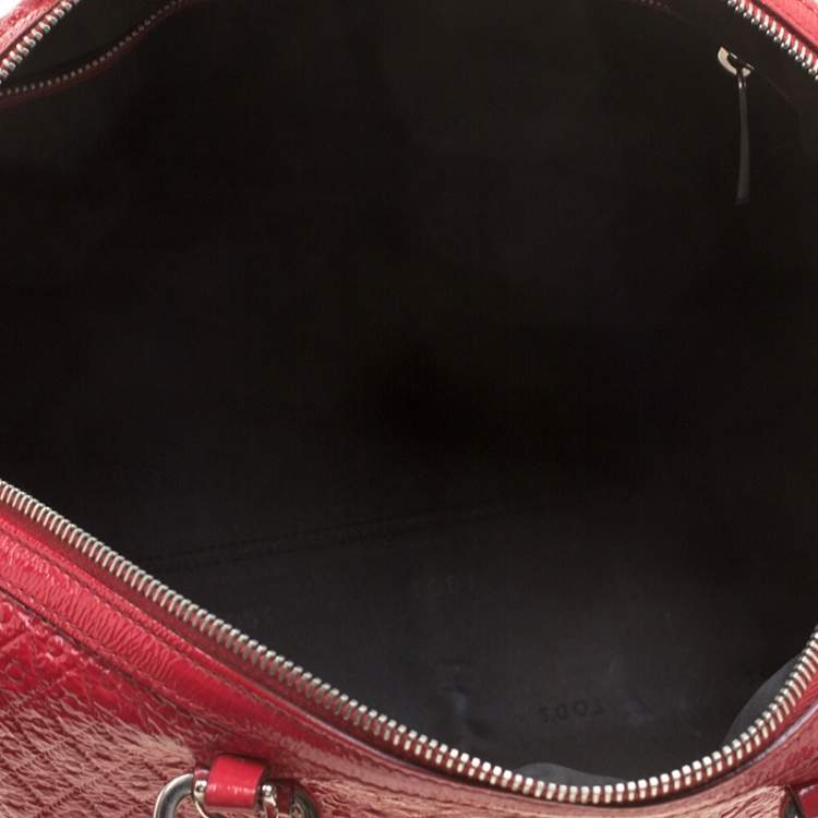 Pre Owned Tod's Red Signature Patent Leather Bauletto Satchel 