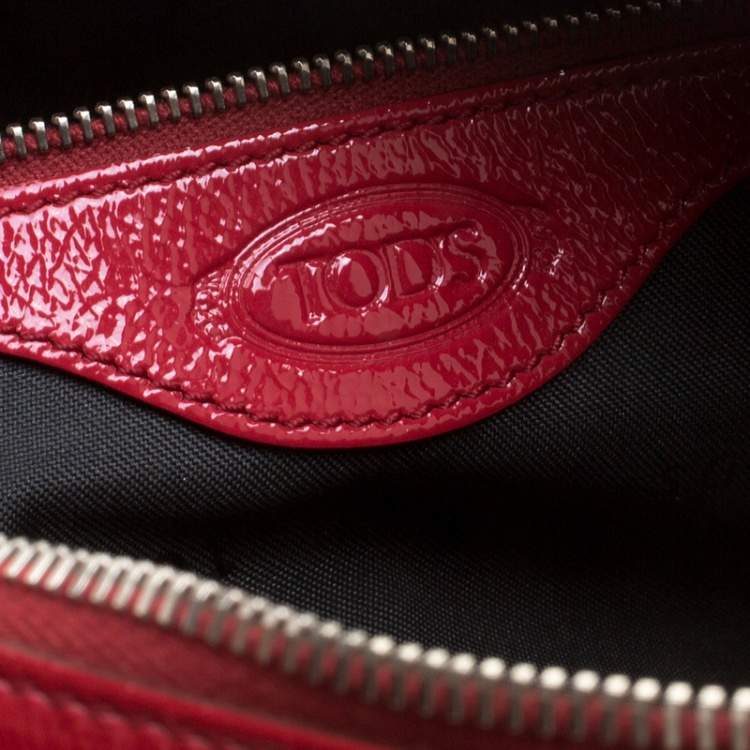 Pre Owned Tod's Red Signature Patent Leather Bauletto Satchel 