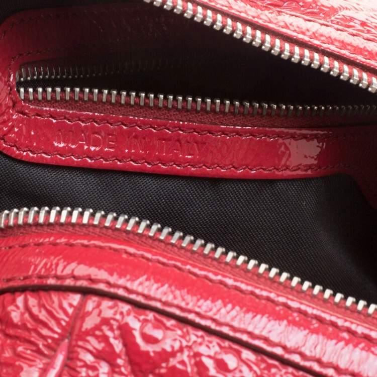 Pre Owned Tod's Red Signature Patent Leather Bauletto Satchel 