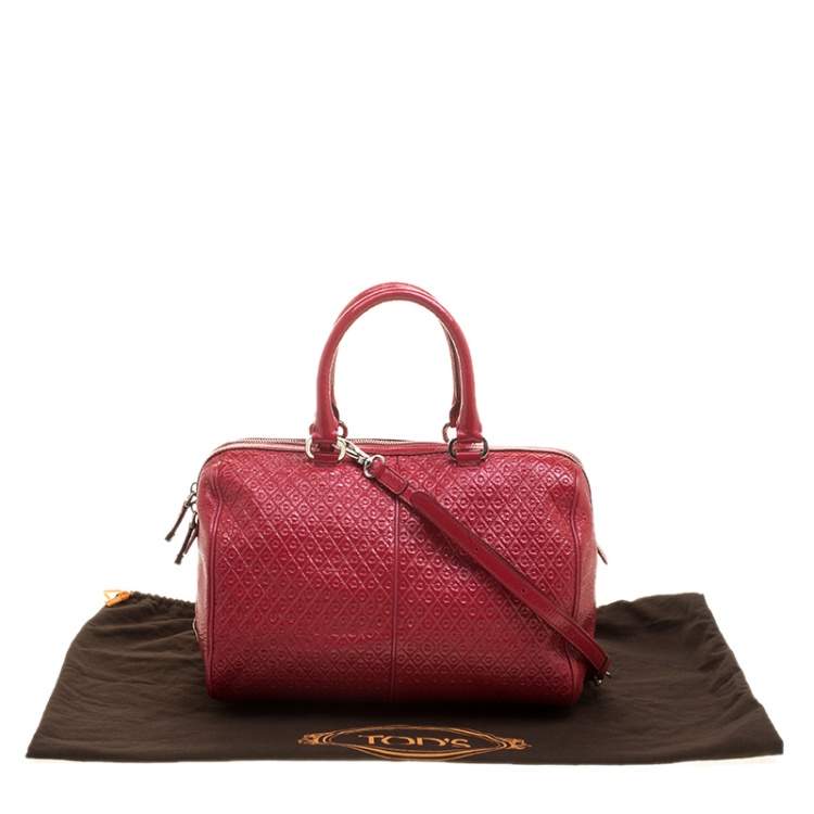 Pre Owned Tod's Red Signature Patent Leather Bauletto Satchel 