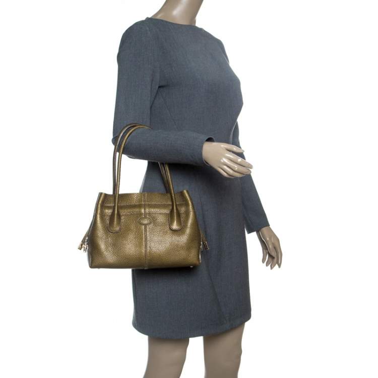 Pre Owned Tod's Dark Gold Leather D Bag Media Tote