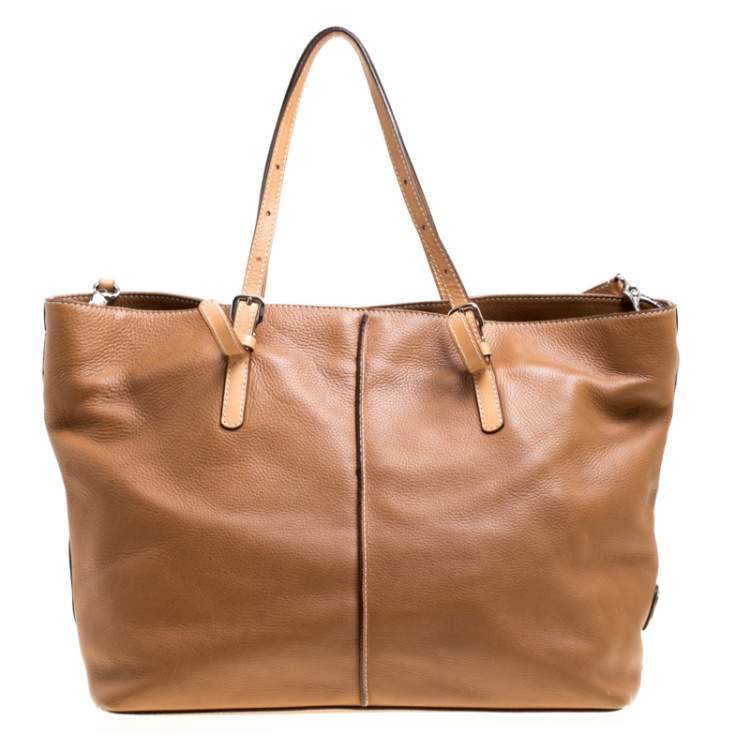 Pre Owned Tod's Brown Leather Grande Shopping Tote 