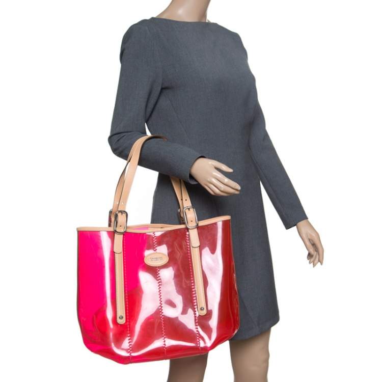 Pre Owned Tod's Red/Beige PVC and Leather Tote