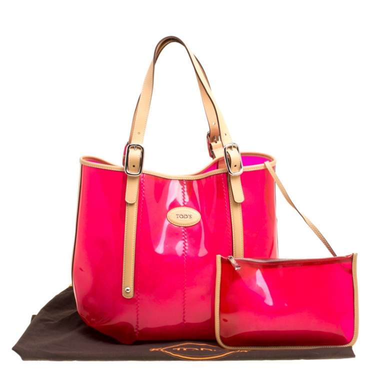 Pre Owned Tod's Red/Beige PVC and Leather Tote