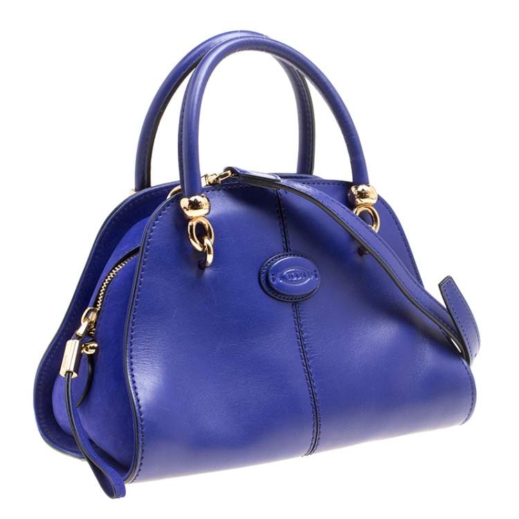 Pre Owned Tod's Blue Leather Small Sella Bowling Bag