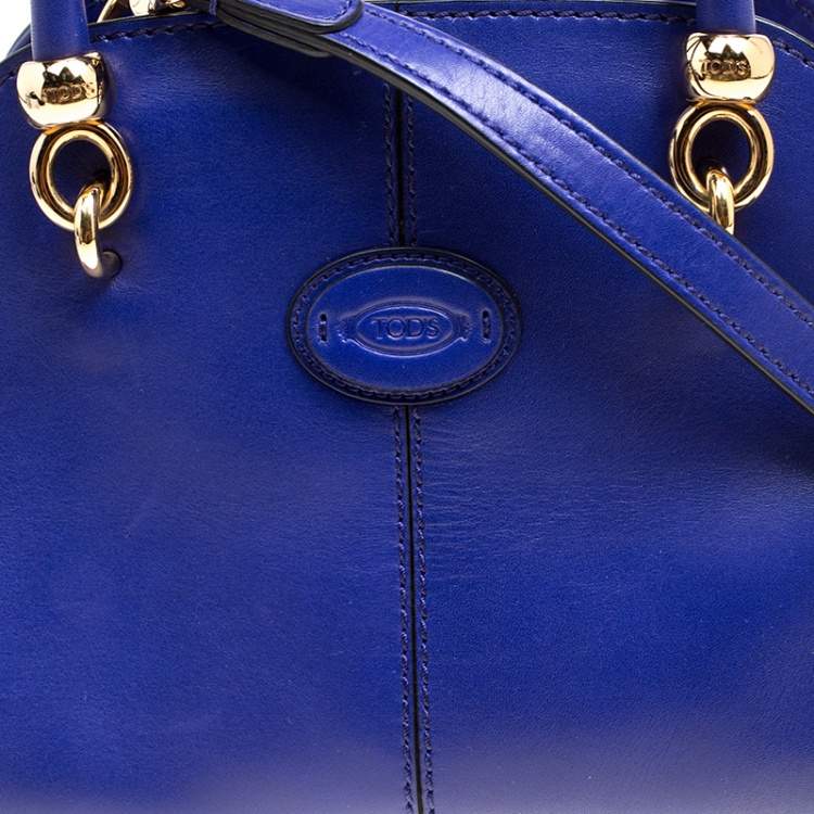 Pre Owned Tod's Blue Leather Small Sella Bowling Bag