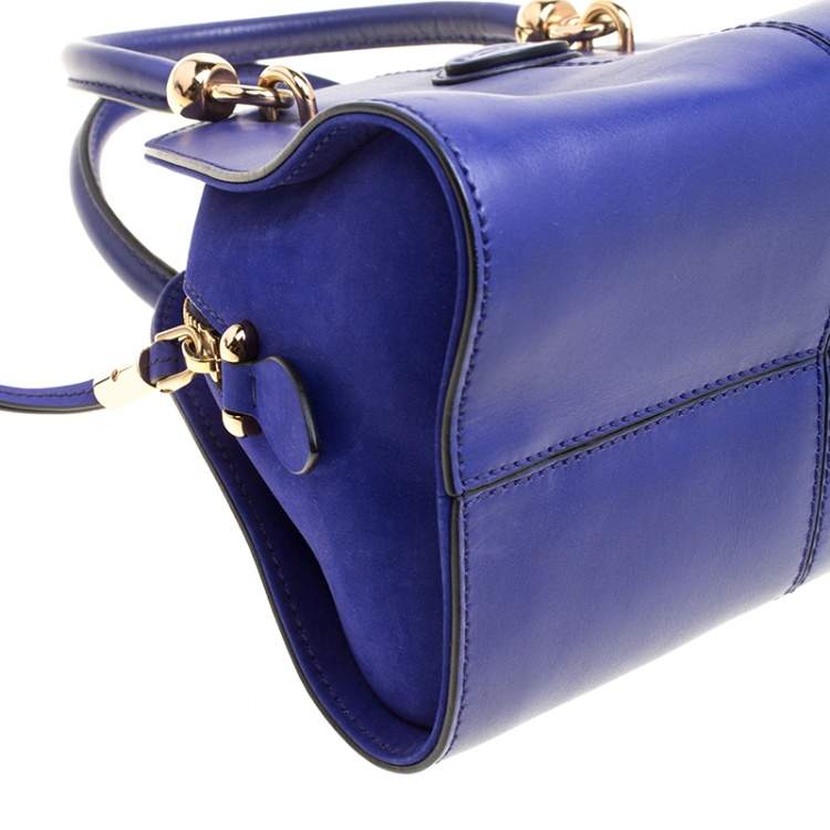 Pre Owned Tod's Blue Leather Small Sella Bowling Bag