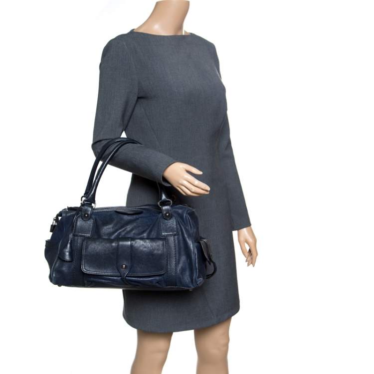 مملوكة مسبقًا Tod's Dark Blue Leather Pockets Satchel
