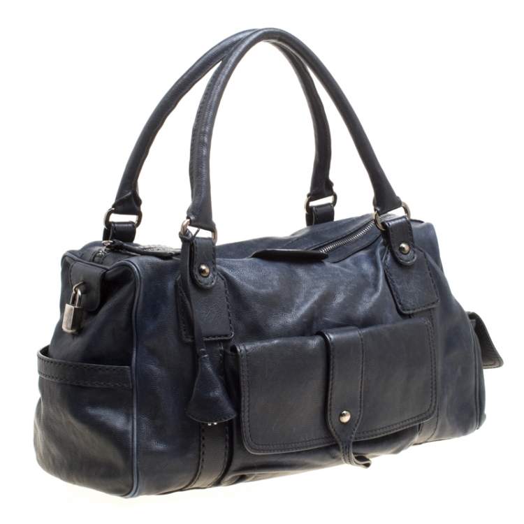 مملوكة مسبقًا Tod's Dark Blue Leather Pockets Satchel