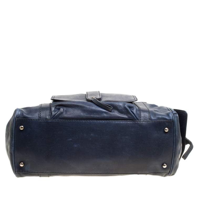 مملوكة مسبقًا Tod's Dark Blue Leather Pockets Satchel