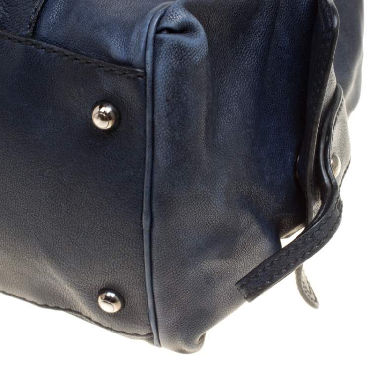 مملوكة مسبقًا Tod's Dark Blue Leather Pockets Satchel