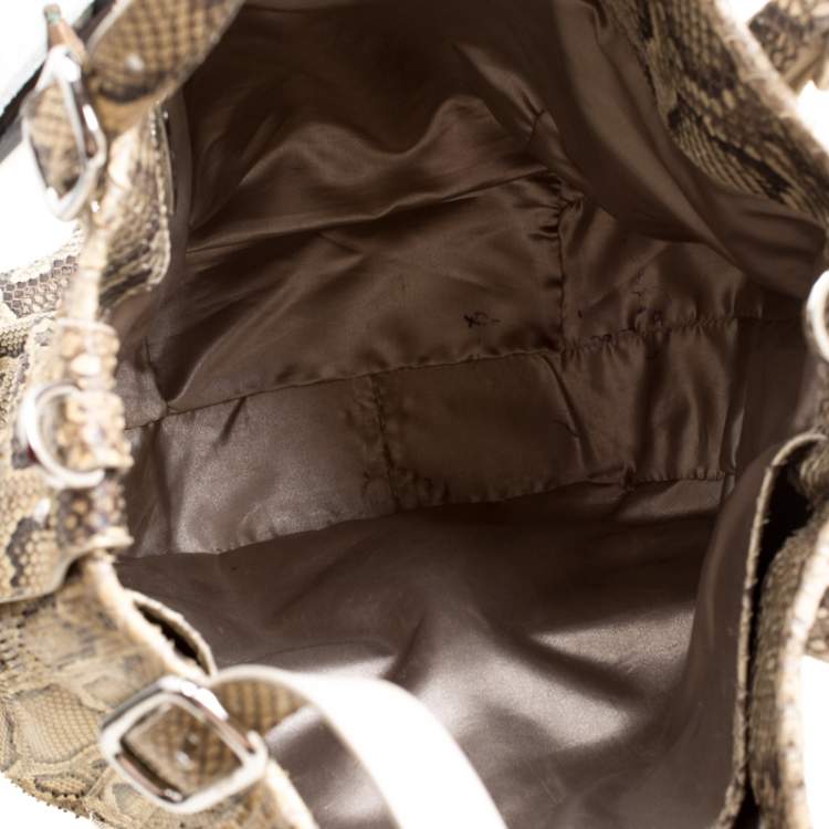 Pre Owned Tod's Beige Python G-Line Easy Sacca Tote