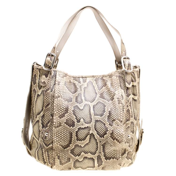Pre Owned Tod's Beige Python G-Line Easy Sacca Tote