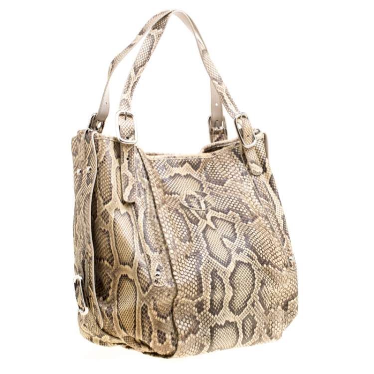 Pre Owned Tod's Beige Python G-Line Easy Sacca Tote