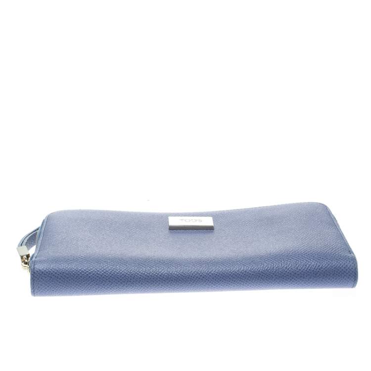 Pre Owned Tod's Lilac Leather Zip Around Continental Wallet