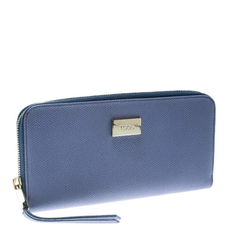 Pre Owned Tod's Lilac Leather Zip Around Continental Wallet
