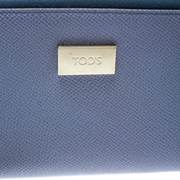 Pre Owned Tod's Lilac Leather Zip Around Continental Wallet