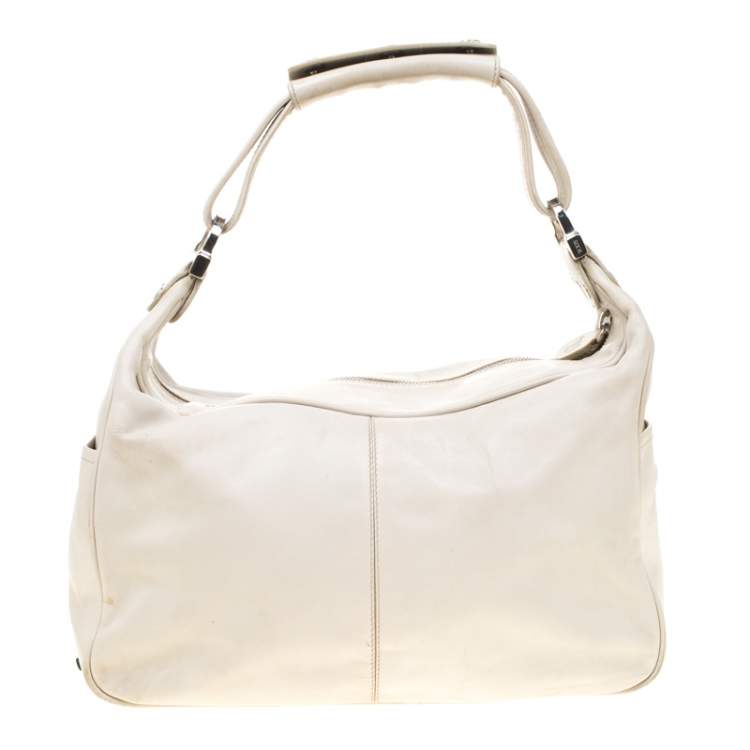 Pre Owned Tod's Off-White Leather Hobo