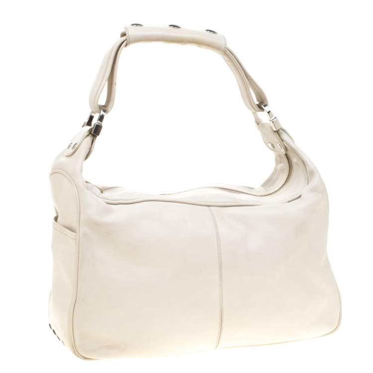 Pre Owned Tod's Off-White Leather Hobo