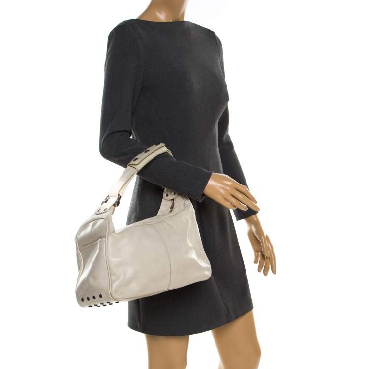 Pre Owned Tod's Off-White Leather Hobo