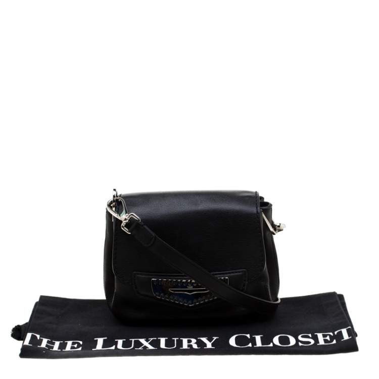 Pre Owned Tod's Black Leather Whipstitched Mask Crossbody Bag 