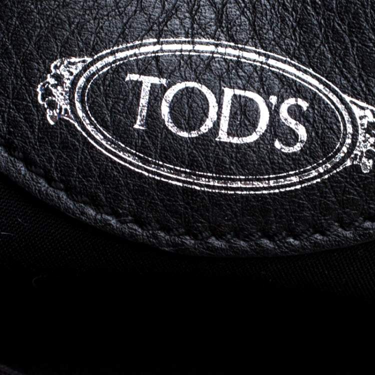 Pre Owned Tod's Black Leather Whipstitched Mask Crossbody Bag 
